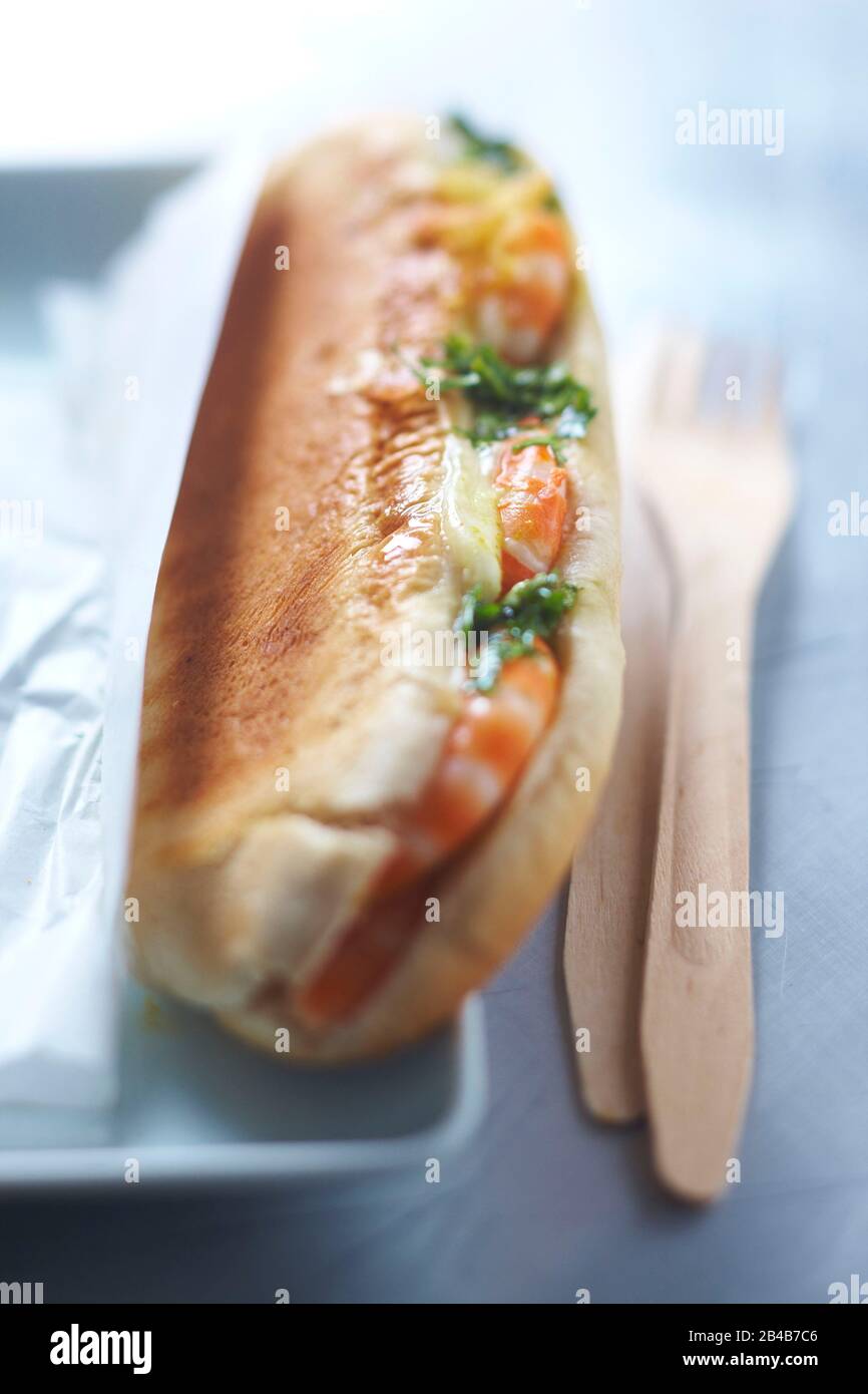 Sandwich di gamberi al curry Foto Stock
