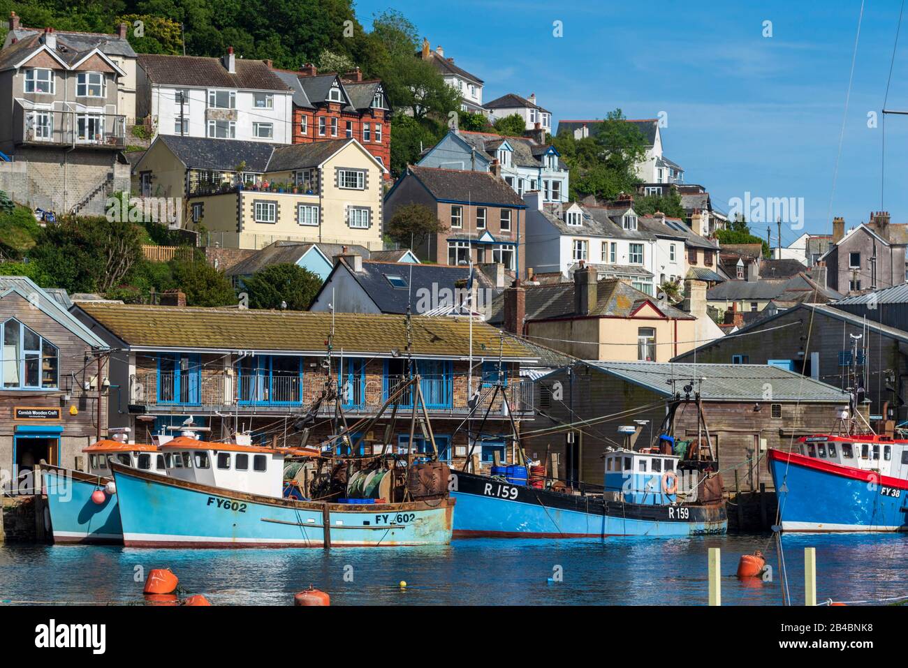 Regno Unito, Inghilterra, Cornovaglia, Looe, River Looe, Porto, Barche Foto Stock