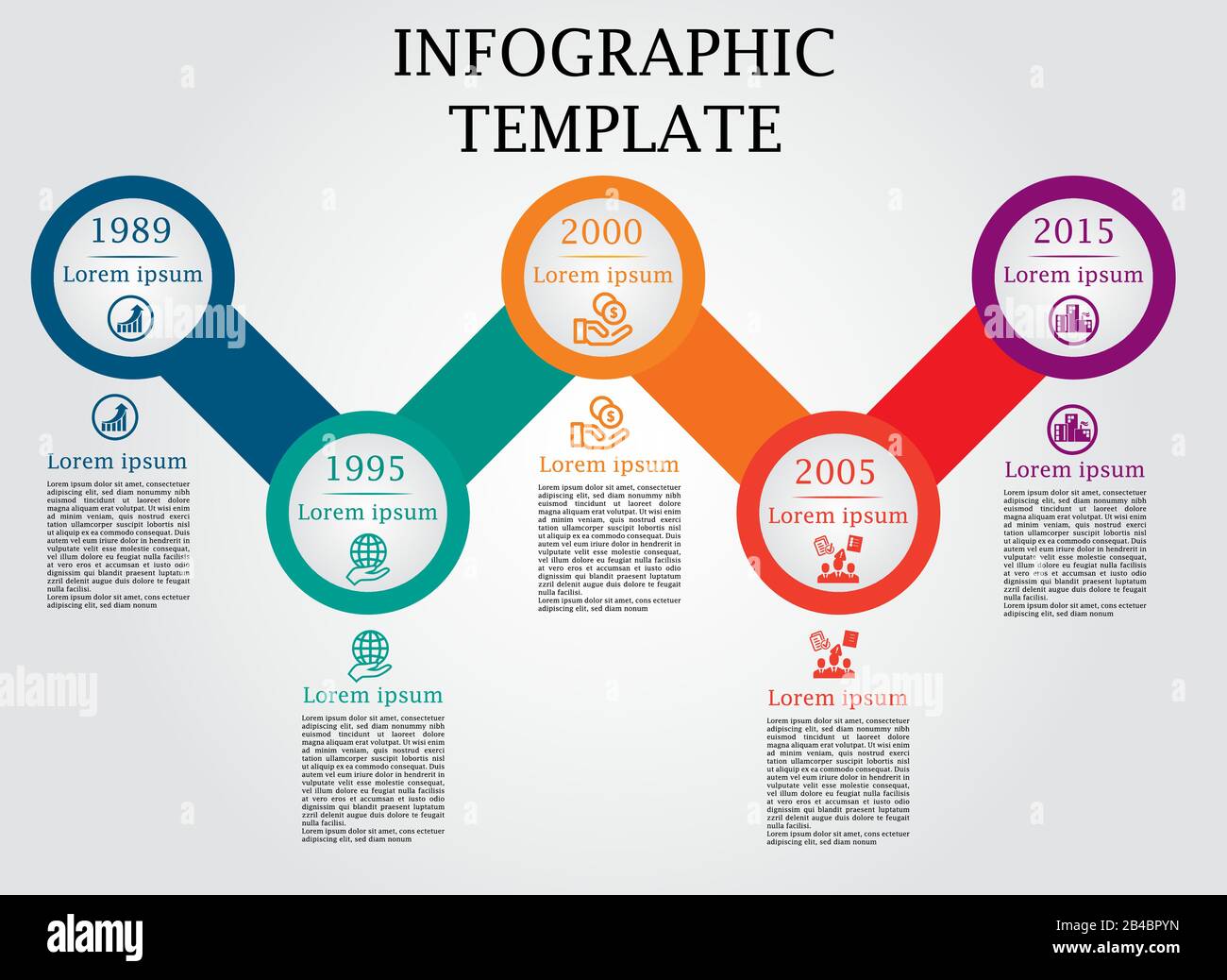 Illustrazione Di Modern Business infografica colorata con titolo, elementi, creatività, forme - vettore Illustrazione Vettoriale