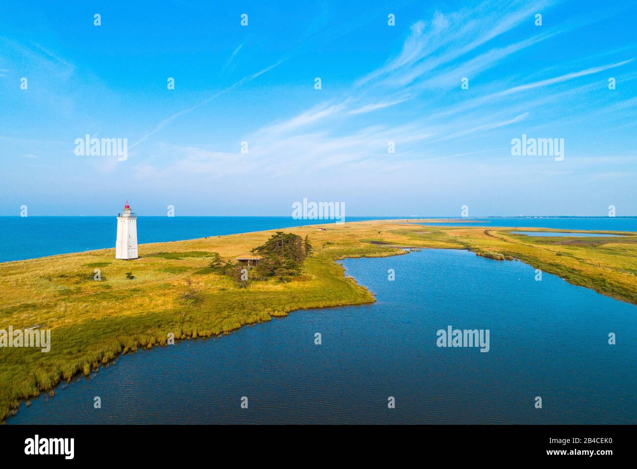 Il faro Hyllekrok Fyr sull'isola danese Lolland, il faro fu costruito nel 1905, Foto Stock