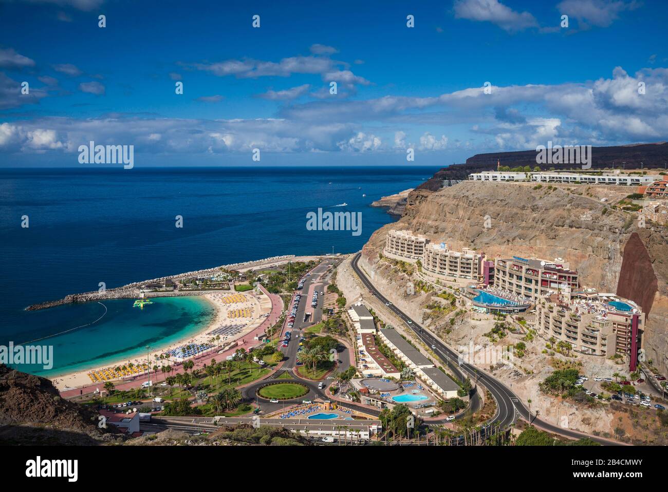Spagna isole canarie Gran Canaria Island, La Playa de Tauro, Playa de los Amadores Beach, ad alto angolo di visione Foto Stock