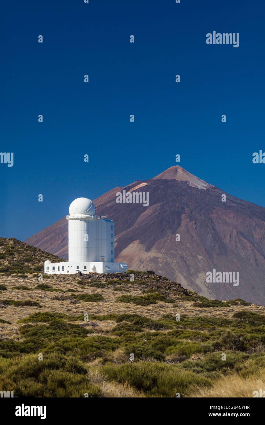 Spagna Isole Canarie Tenerife Island, El Teide Mountain, Observatorio del Teide, osservatorio astronomico, mattina Foto Stock