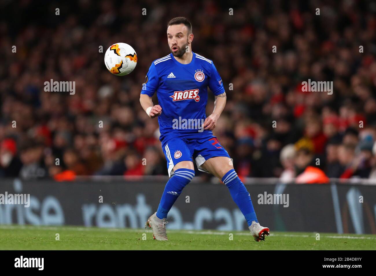 Mathieu Valbuena di Olympiacos - Arsenal contro Olympiacos, UEFA Europa League - turno di 32 Secondi Tappa, Emirates Stadium, Londra, Regno Unito - 27th Febbraio 2020 Foto Stock