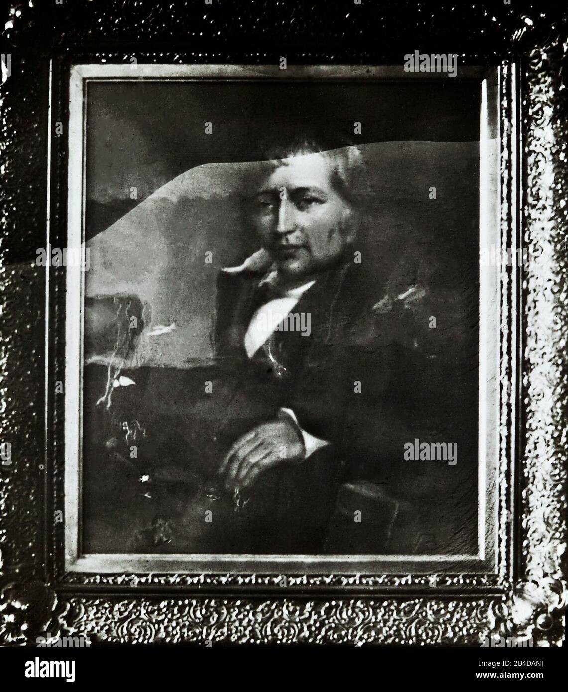 Ritrazione in bianco e nero di signori della fine del 19 ° secolo da originale Lanterna Magica scivoli circa 1900 tra cui quelli dei Quakers originali e personalità famose Foto Stock