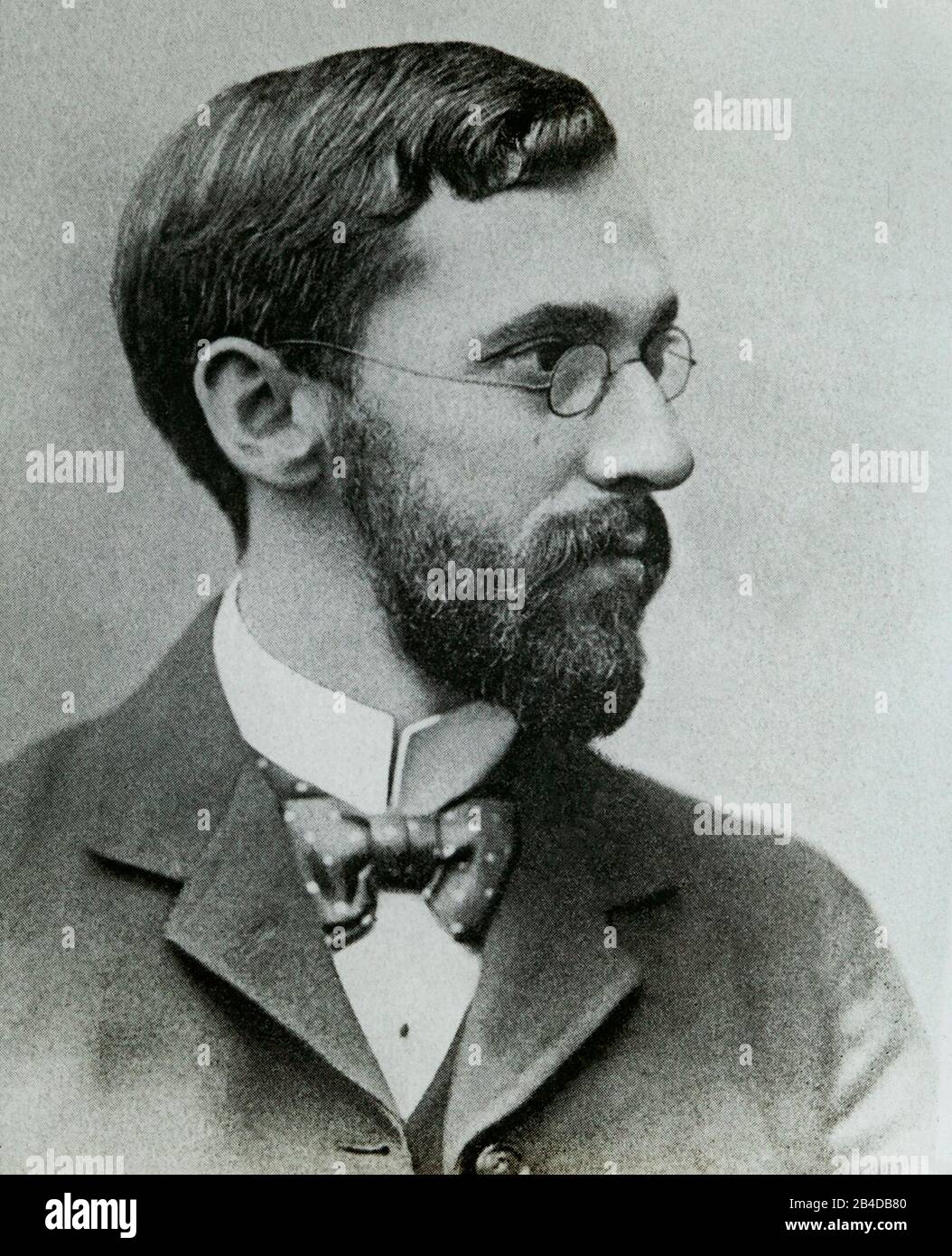 Ritrazione in bianco e nero di signori della fine del 19 ° secolo da originale Lanterna Magica scivoli circa 1900 tra cui quelli dei Quakers originali e personalità famose Foto Stock