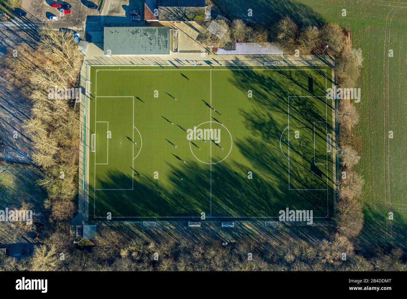 Veduta aerea, campo da calcio, Derner Road, Dortmund, Renania Settentrionale-Vestfalia, Germania Foto Stock