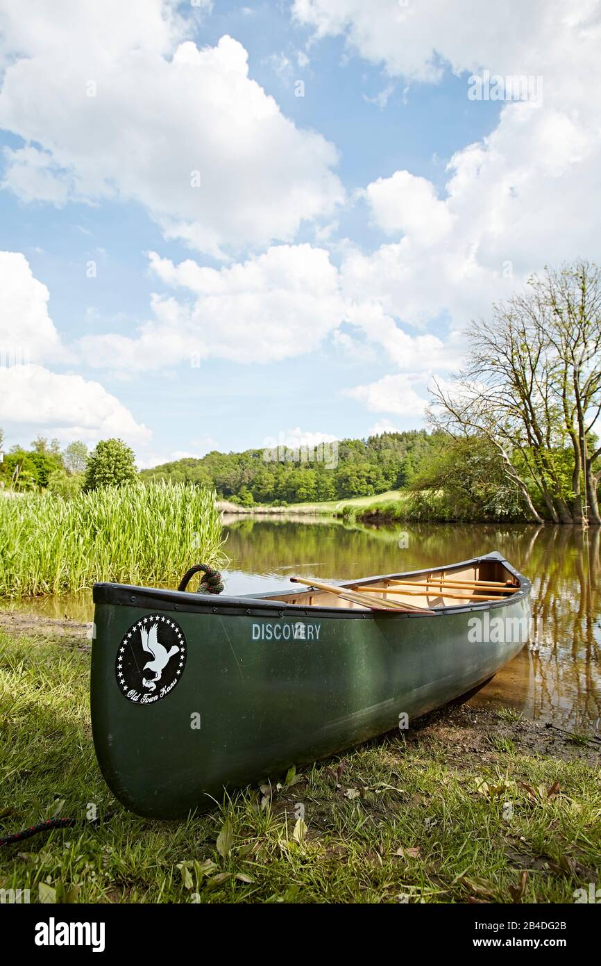 Baviera, Svevia, fiume, Wörnitz, canoa Foto Stock