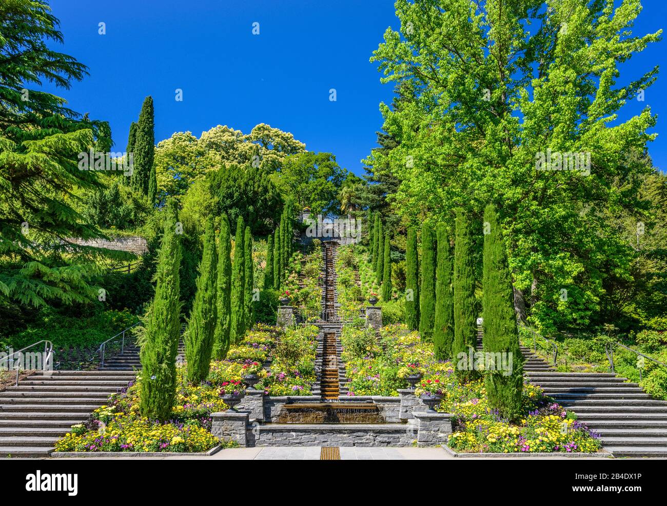 Deutschland, Baden-Württemberg, Bodensee, Konstanz, Insel Mainau, Italienische Blumen - Wassertreppe Foto Stock