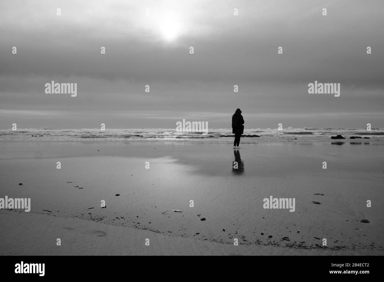 Consapevolezza vicino all'oceano Foto Stock