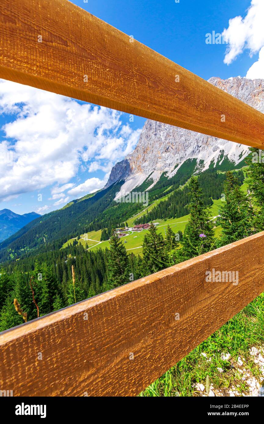 Vista, Ehrwalder Alm, Ehrwalder Bergbahn, Austria, Tirolo, Ehrwald Foto Stock