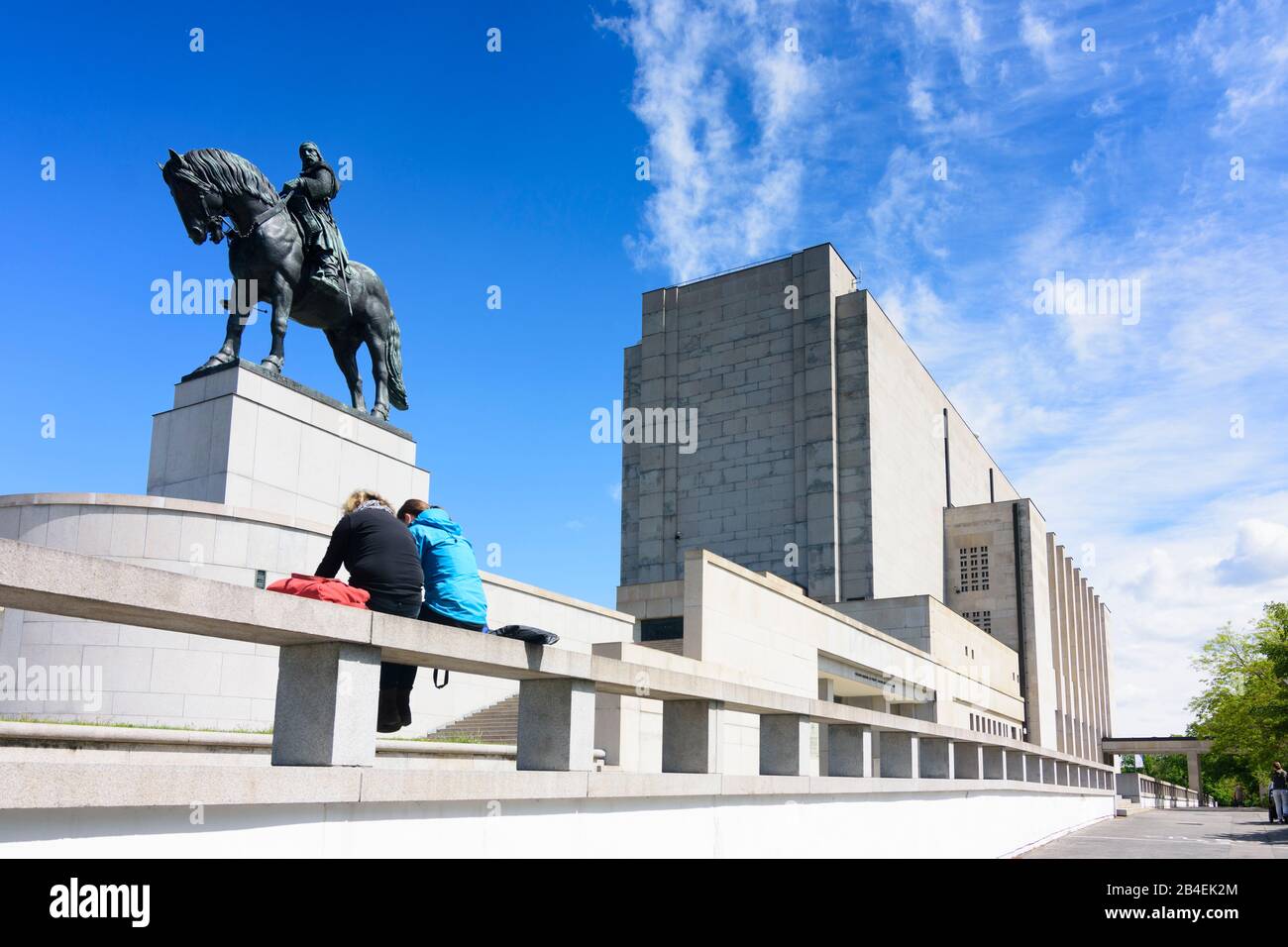 Praha, Monumento Nazionale a Vitkov, terza statua equestre in bronzo più grande del mondo di jan Zizka a Praha, Prag, Praga, ceco Foto Stock