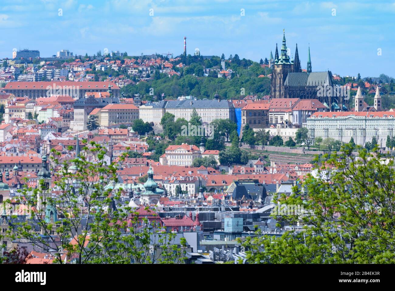 Praha, vista dal Monumento Nazionale di Vitkov al centro città di Praha, Prag, Praga, ceco Foto Stock