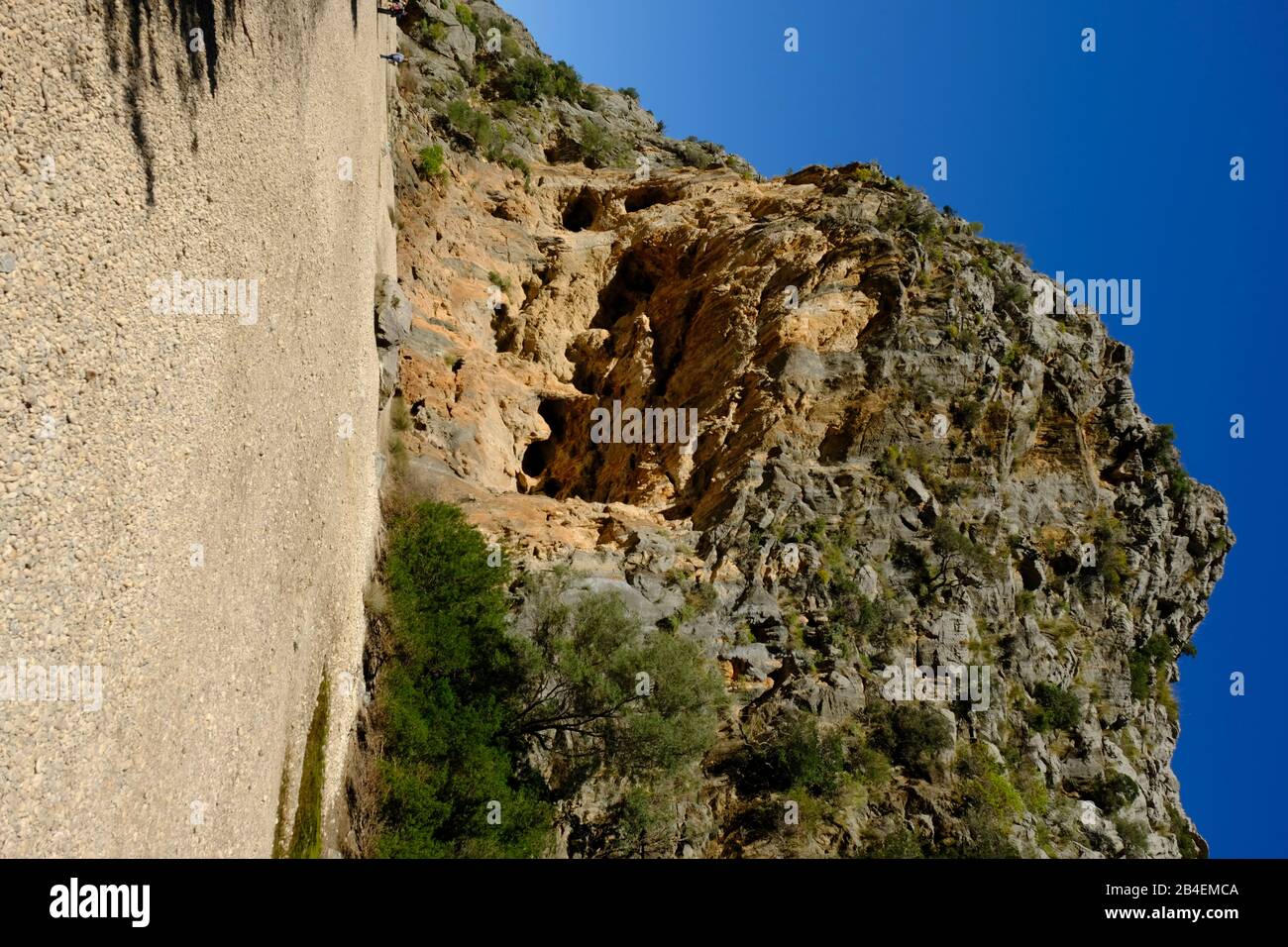 Il canyon Torrent de Pareis a Sa Calobra nella Serra de Tramuntana, Maiorca, Isole Baleari, Spagna Foto Stock