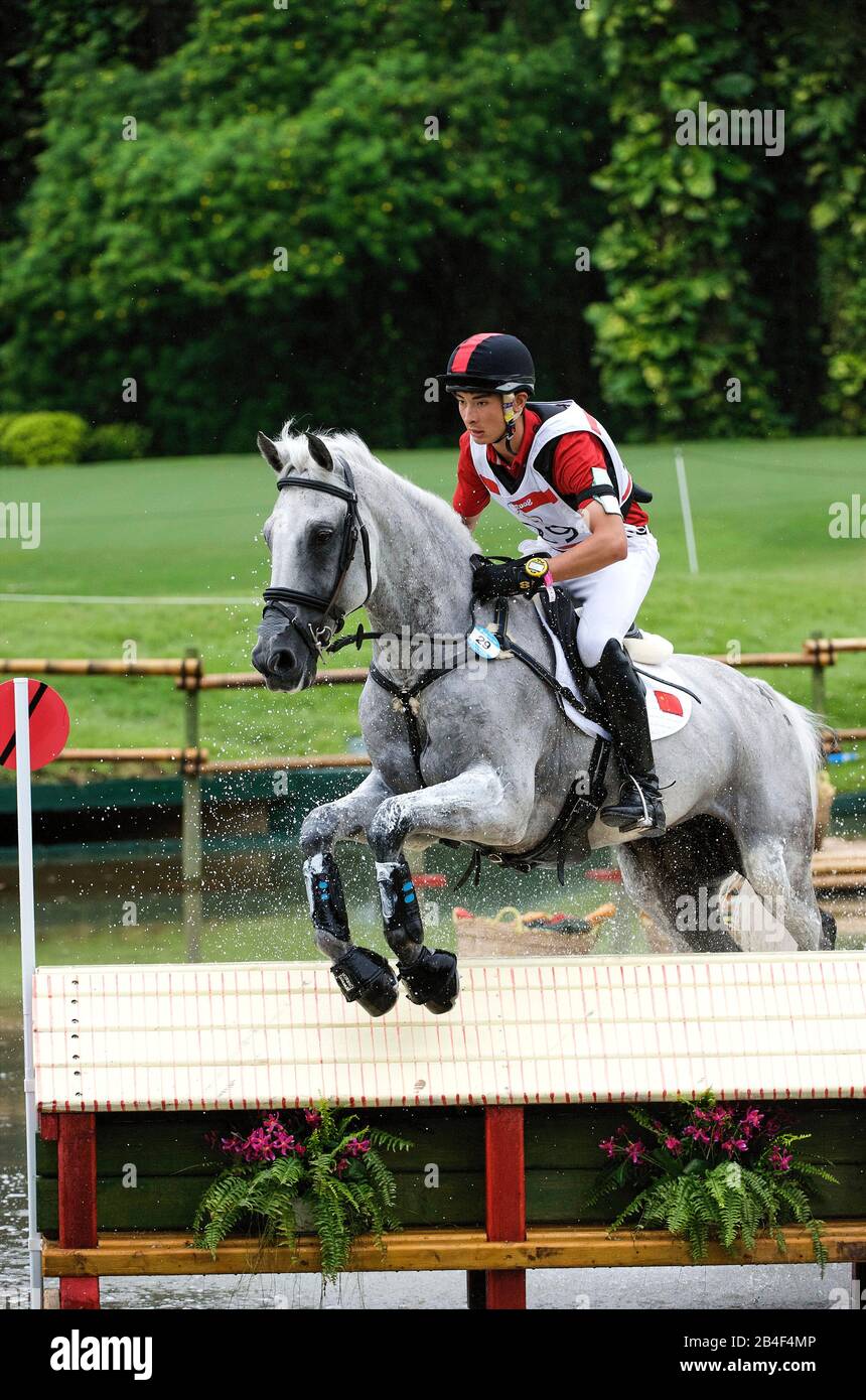 Giochi Olimpici 2008, Hong Kong (giochi di Pechino) Agosto 2008, Alex Hua Tian (CHN) riding Chico, dressage Grand Prix Foto Stock