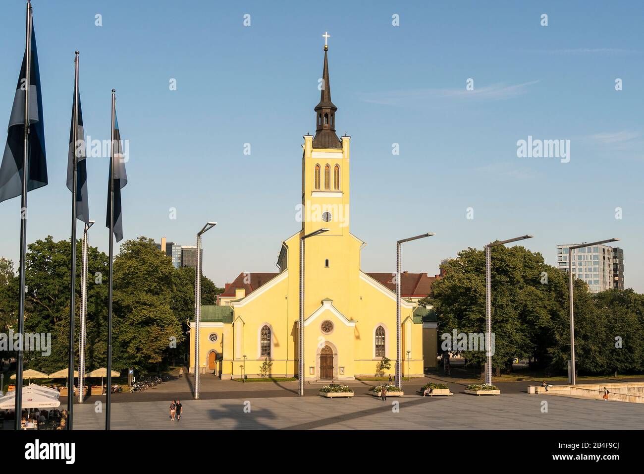 Estland, Tallinn, Vabaduse Väljak, Freiheitsplatz, Johanniskirche, Neugotik Foto Stock