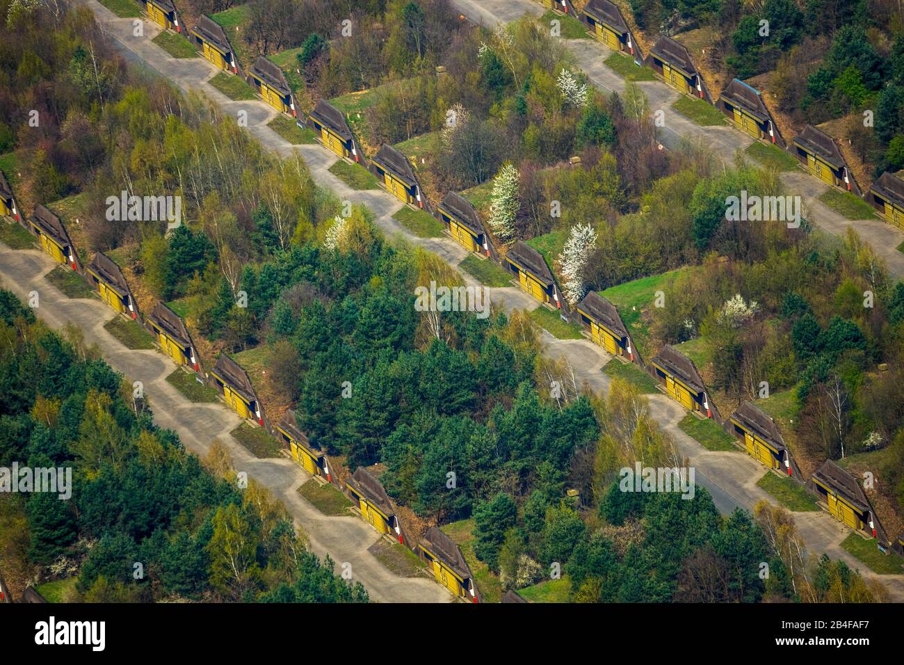 Veduta aerea del deposito di munizioni Centro di approvvigionamento Di Munizioni a ovest della Bundeswehr, ex munizioni dell'esercito Wulfen Munizioni Muna a Dorsten nella zona della Ruhr nello Stato federale del Nord Reno-Westfalia, Germania Foto Stock