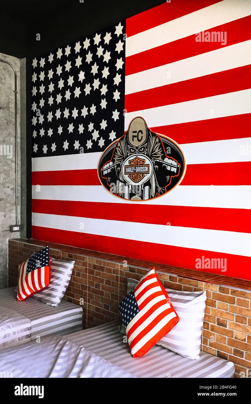 Letti In Stile Harley Davidson, Koh Larn, Thailandia, Asia Foto Stock