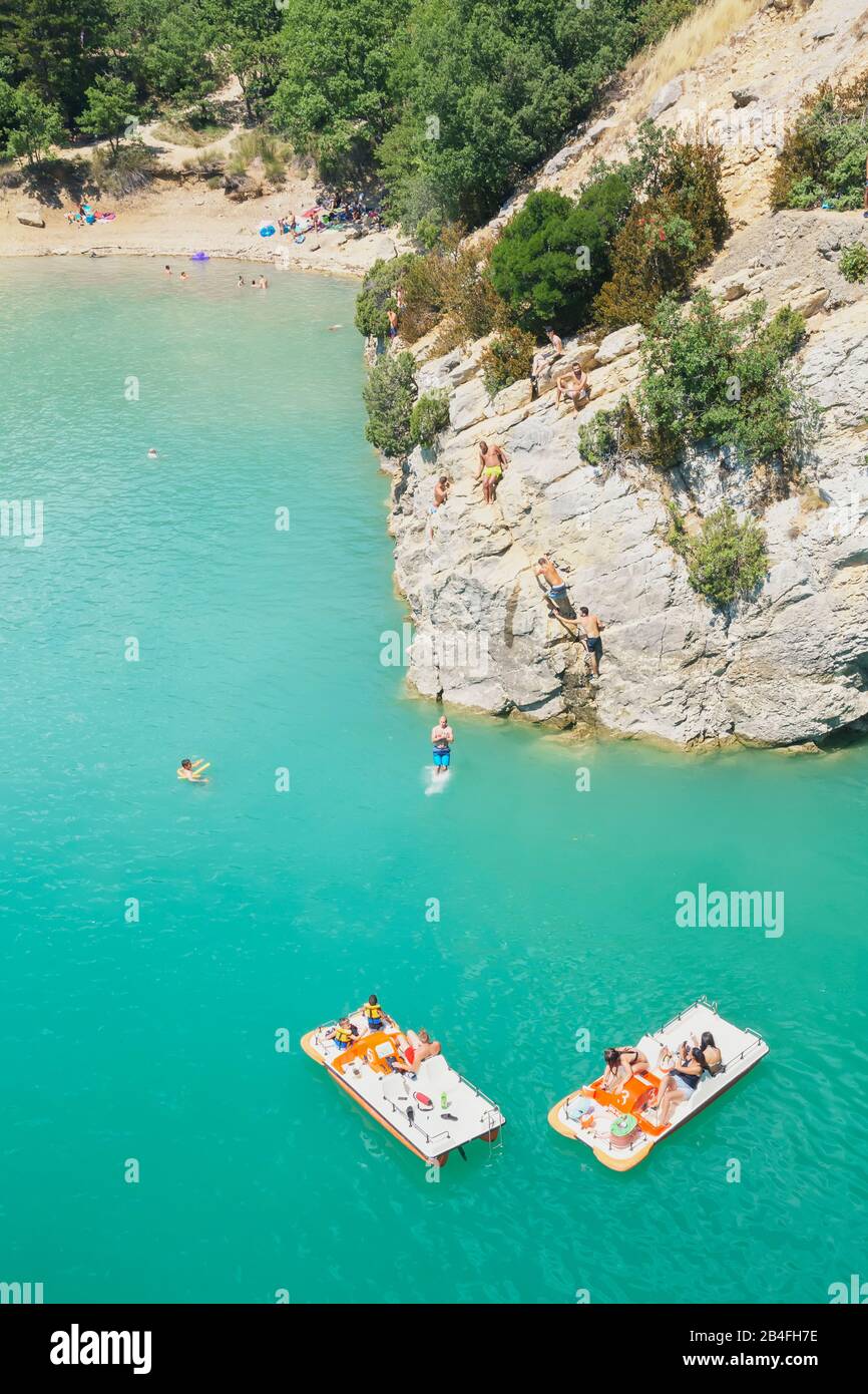 Lago di Sainte-Croix, Gorges du Verdon, Alpes de Haute Provence, Provence, Francia Foto Stock