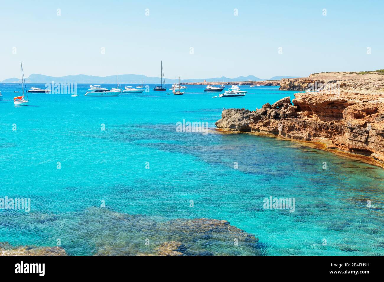 Cala Saura, Formentera, Isole Baleriche, Spagna Foto Stock