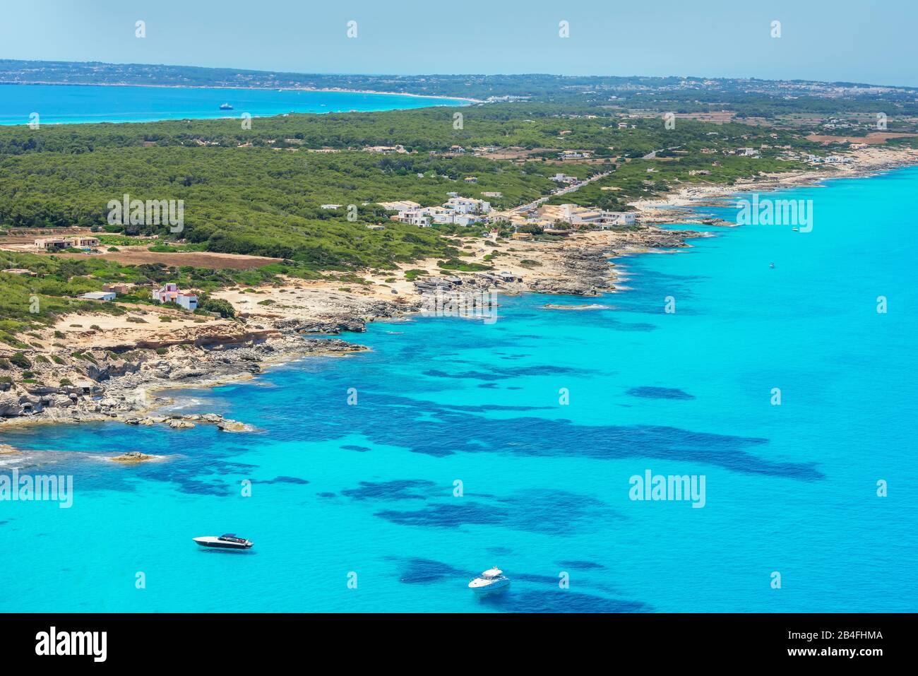 Isola di Formentera, vista dall'alto, Formentera, isole Baleari, Spagna Foto Stock