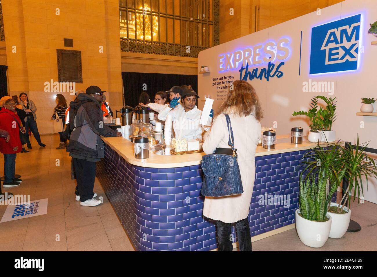 New York, Ny - 6 Marzo 2020: Atmosfera Durante Il Lancio Di American Express Employee Appreciation Day Al Grand Central Terminal Vanderbilt Hall Foto Stock