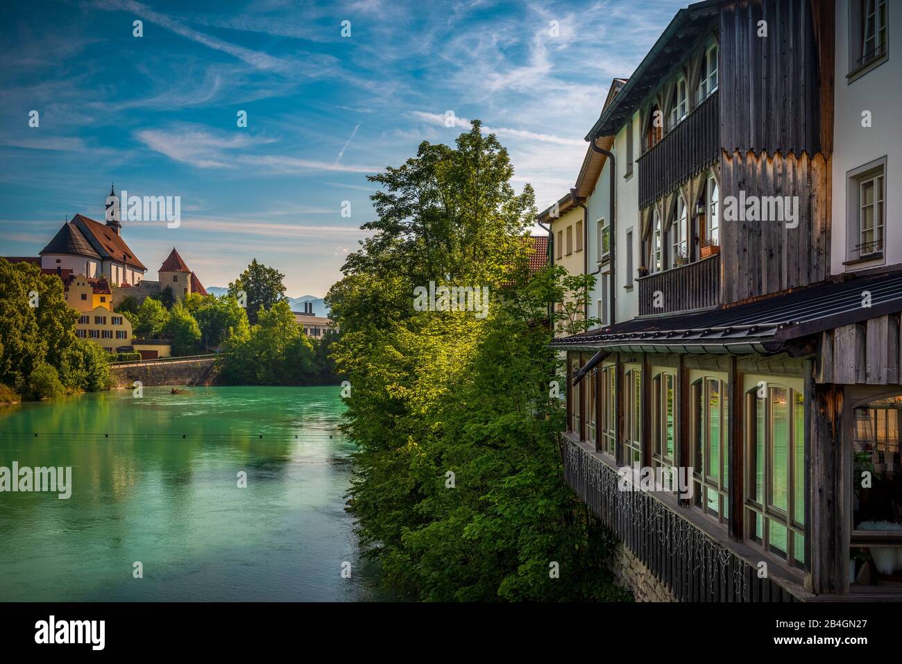 Deutschland, Bayern, Allgäu, Füssen, Altstadt, Lech, Franziskaner, Kloster, Schiffwirtschaft Foto Stock