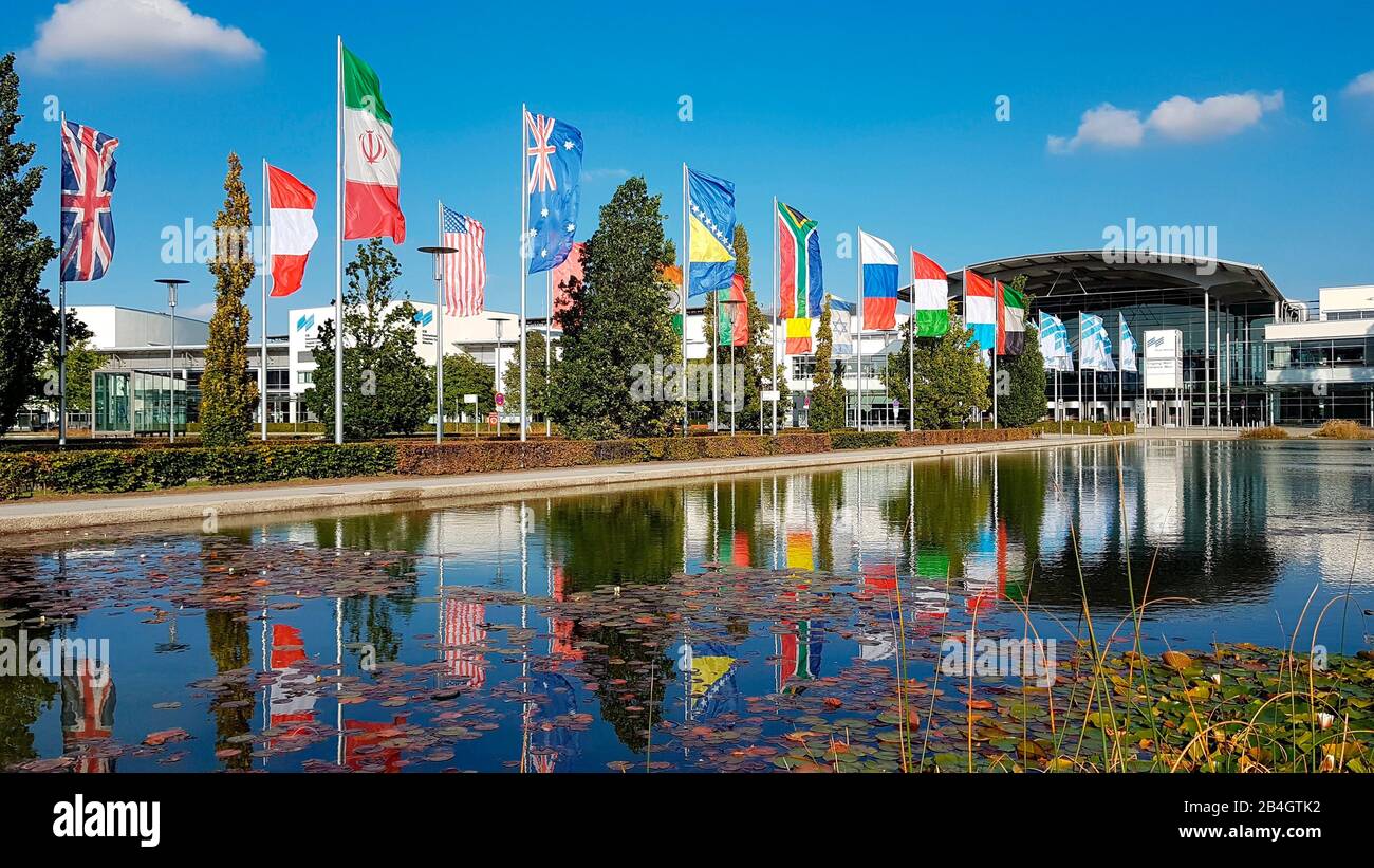 Bandiere nella città fiera Riem Foto Stock