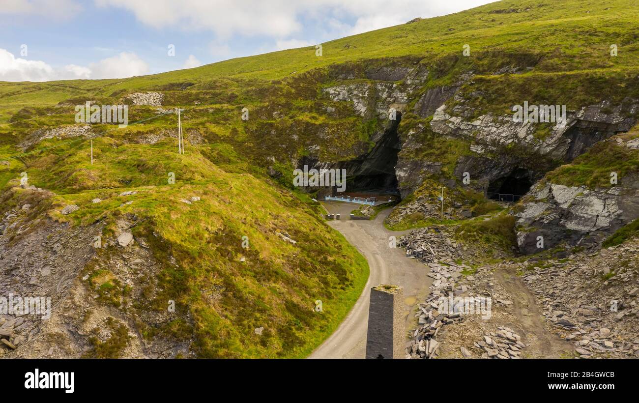 Old Slate Quarry, Isola Di Valentia, Irlanda Aerea Foto Stock