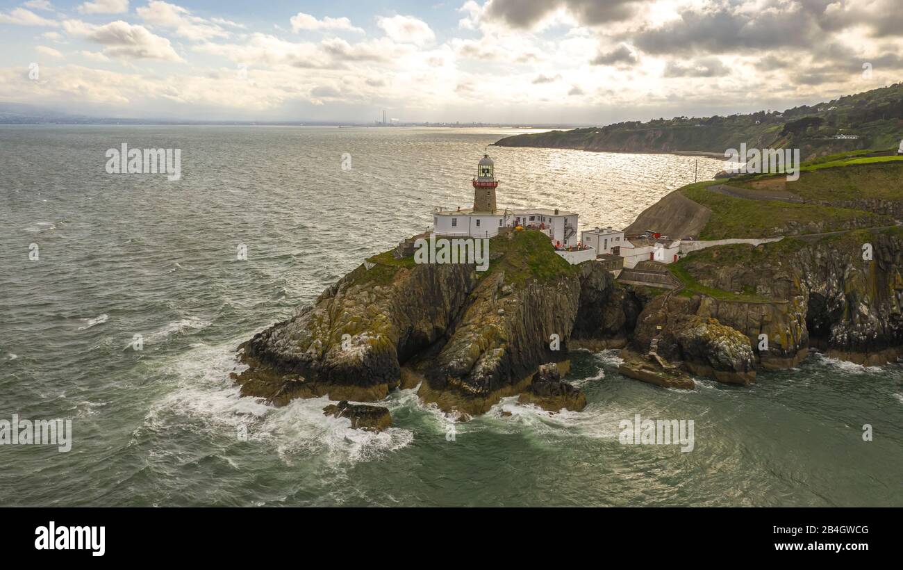 Veduta Aerea Del Faro Di Baily, Howth North Dublin Foto Stock