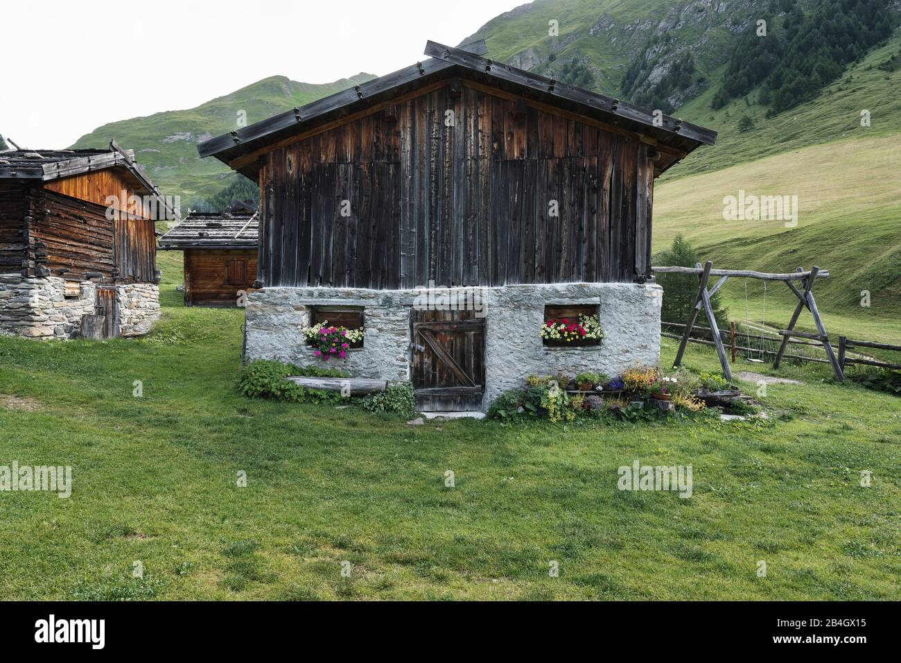 Fane Alm, Almdorf, Alto Adige, Italia, Europa Foto Stock