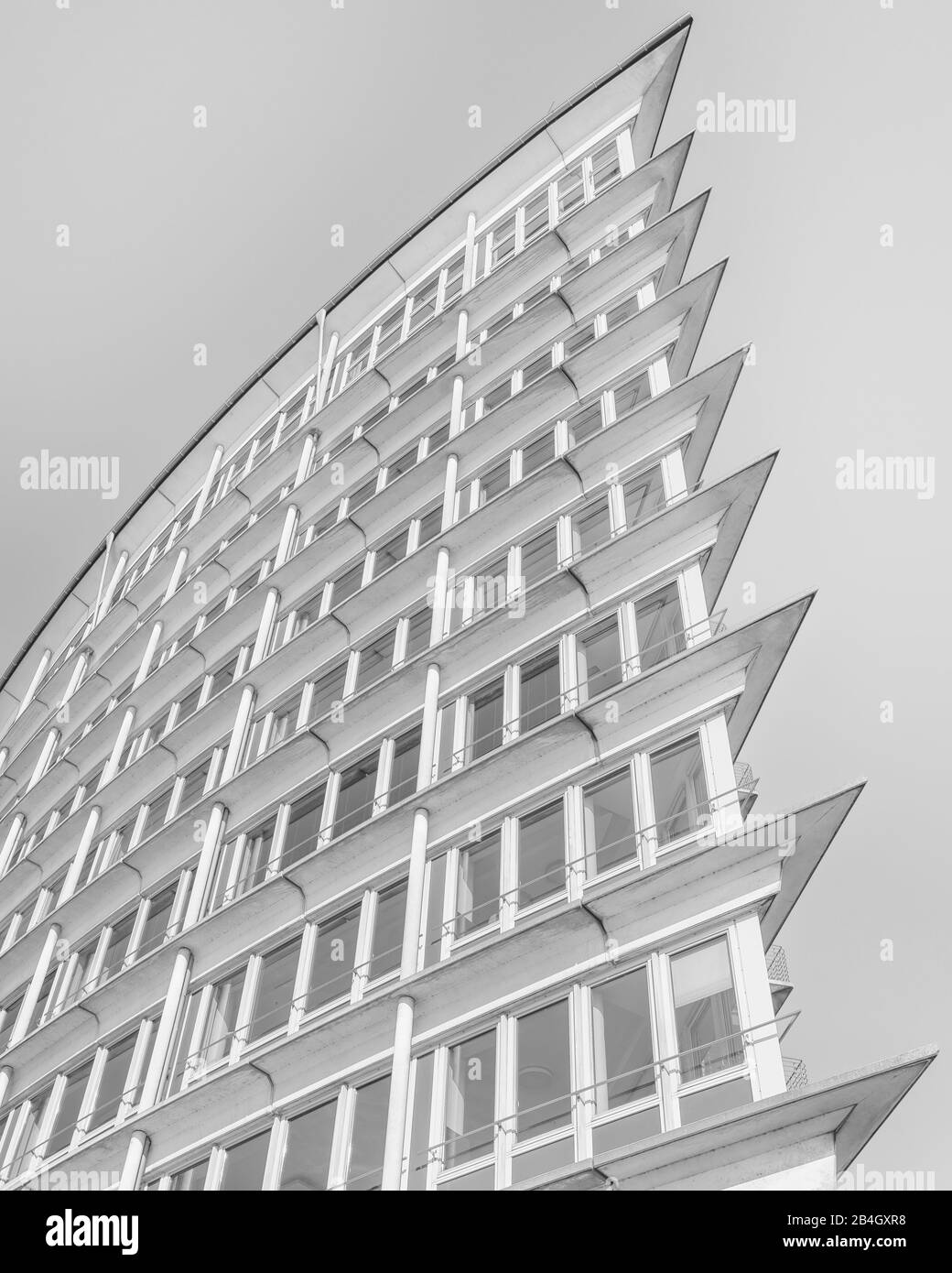 Edificio, top ancora, Amburgo, Germania, architettura, chiave alta, bianco e nero Foto Stock