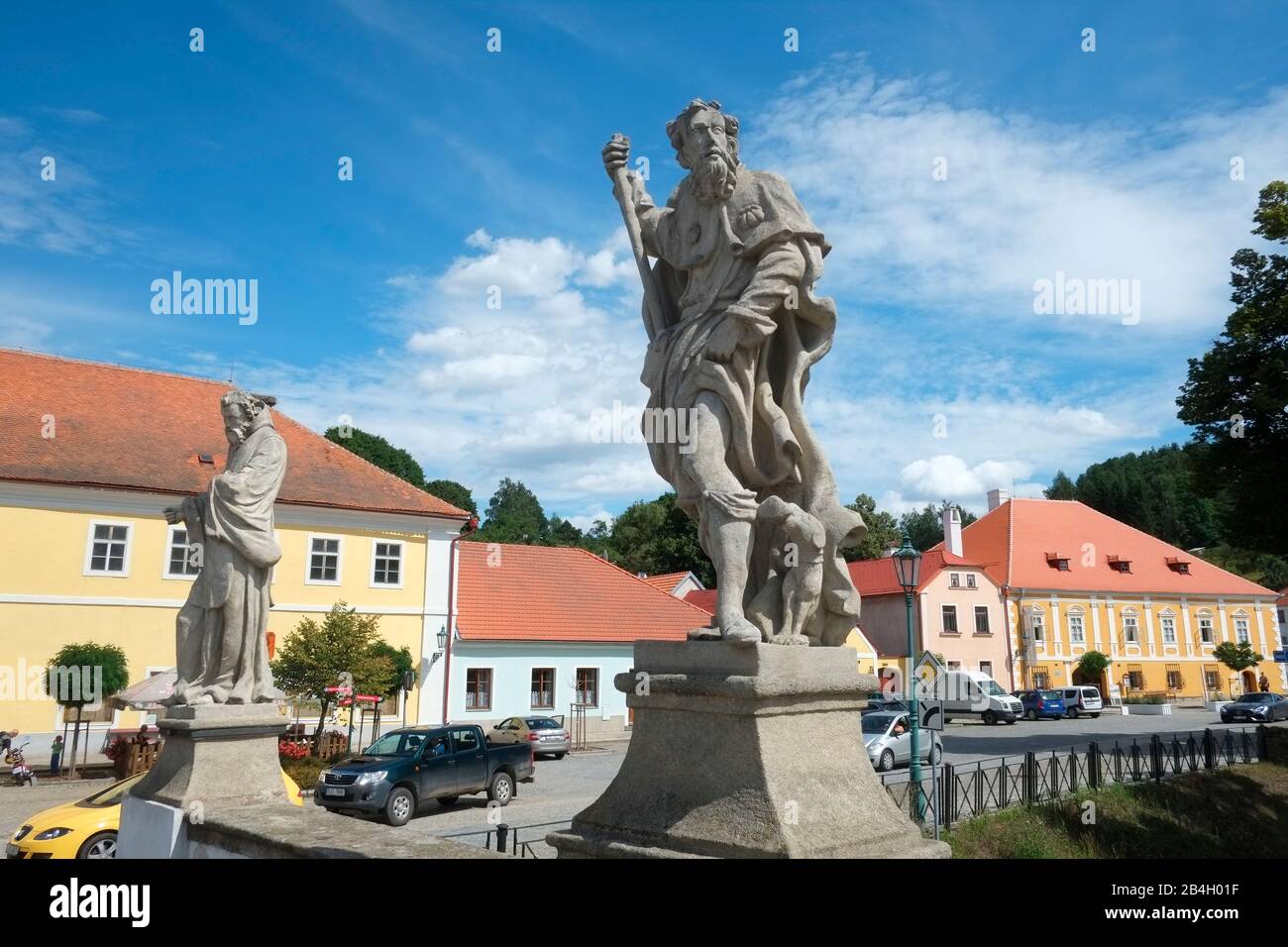 Brtnice, Repubblica Ceca, Statue Di Figure Religiose Foto Stock