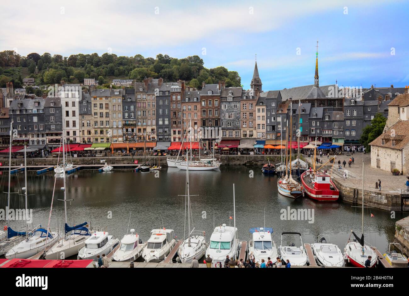 Normandia, Honfleur, città vecchia, porto, Foto Stock