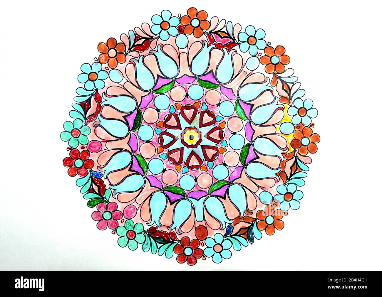 mandala mano dipinta da e vecchia signora Foto Stock