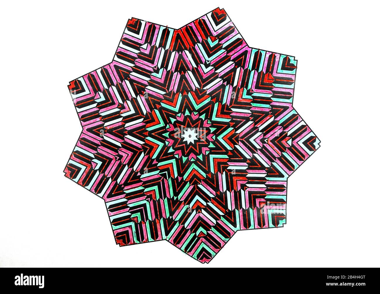 mandala mano dipinta da e vecchia signora Foto Stock