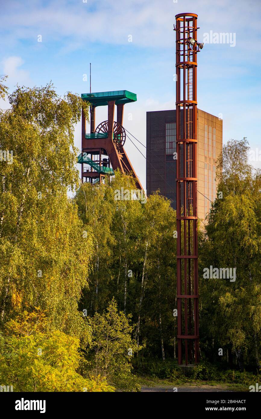 Zollverein Colliery, torre di avvolgimento, torre di avvolgimento dell'albero 1/2/8, Essen, Germania, Foto Stock