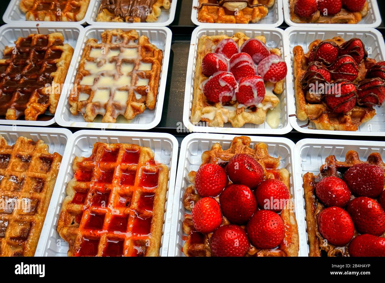 Europa, Belgio, Bruxelles, Waffle Di Bruxelles, Waffle Belgi Foto Stock