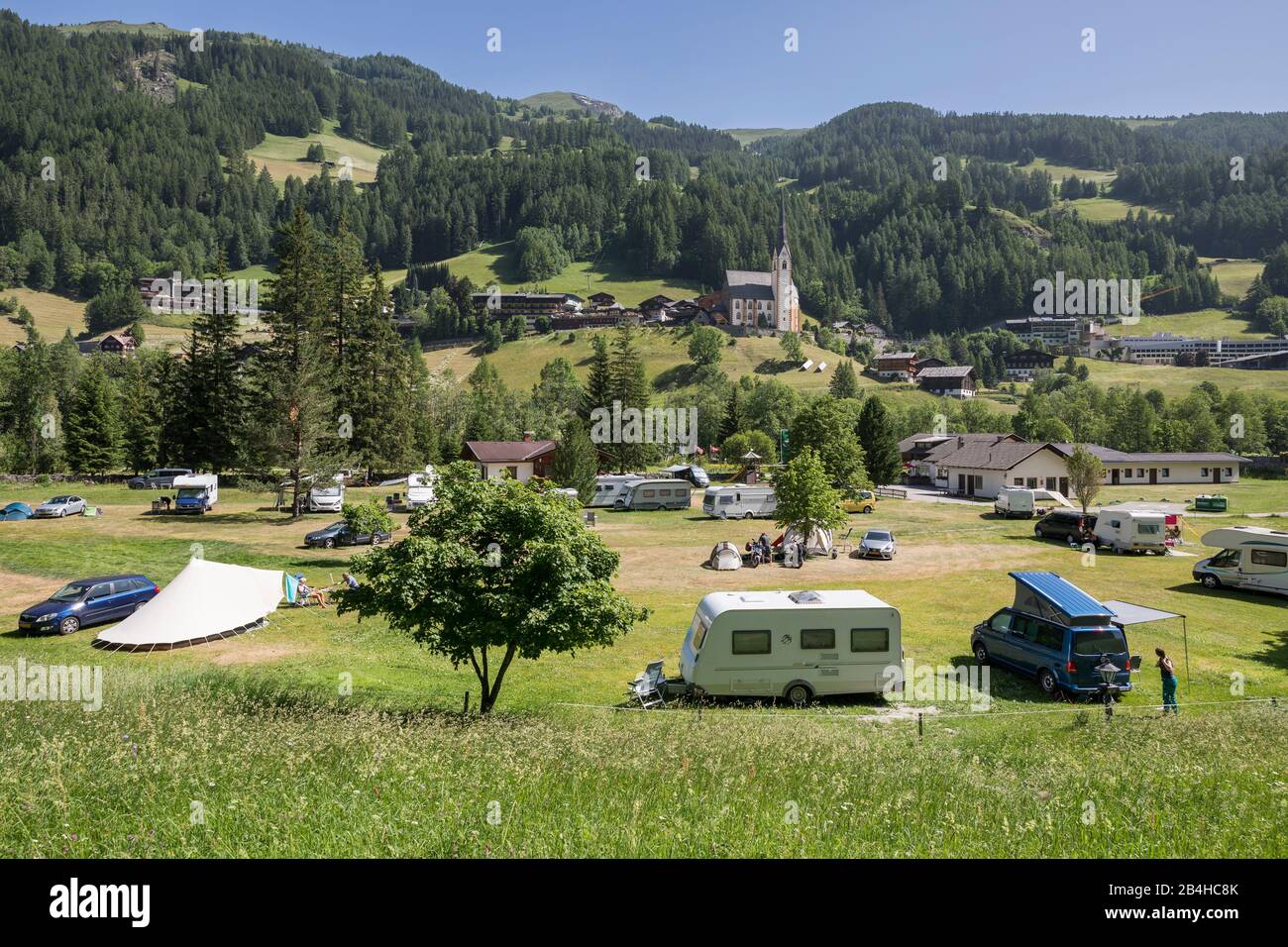 Campingplatz "Nationalpark-Camping-Großglockner", Heiligenblut Am Großglockner, Mölltal, Nationalpark Hohe Tauern, Bezirk Spittal An Der Drau, Kärnten Foto Stock
