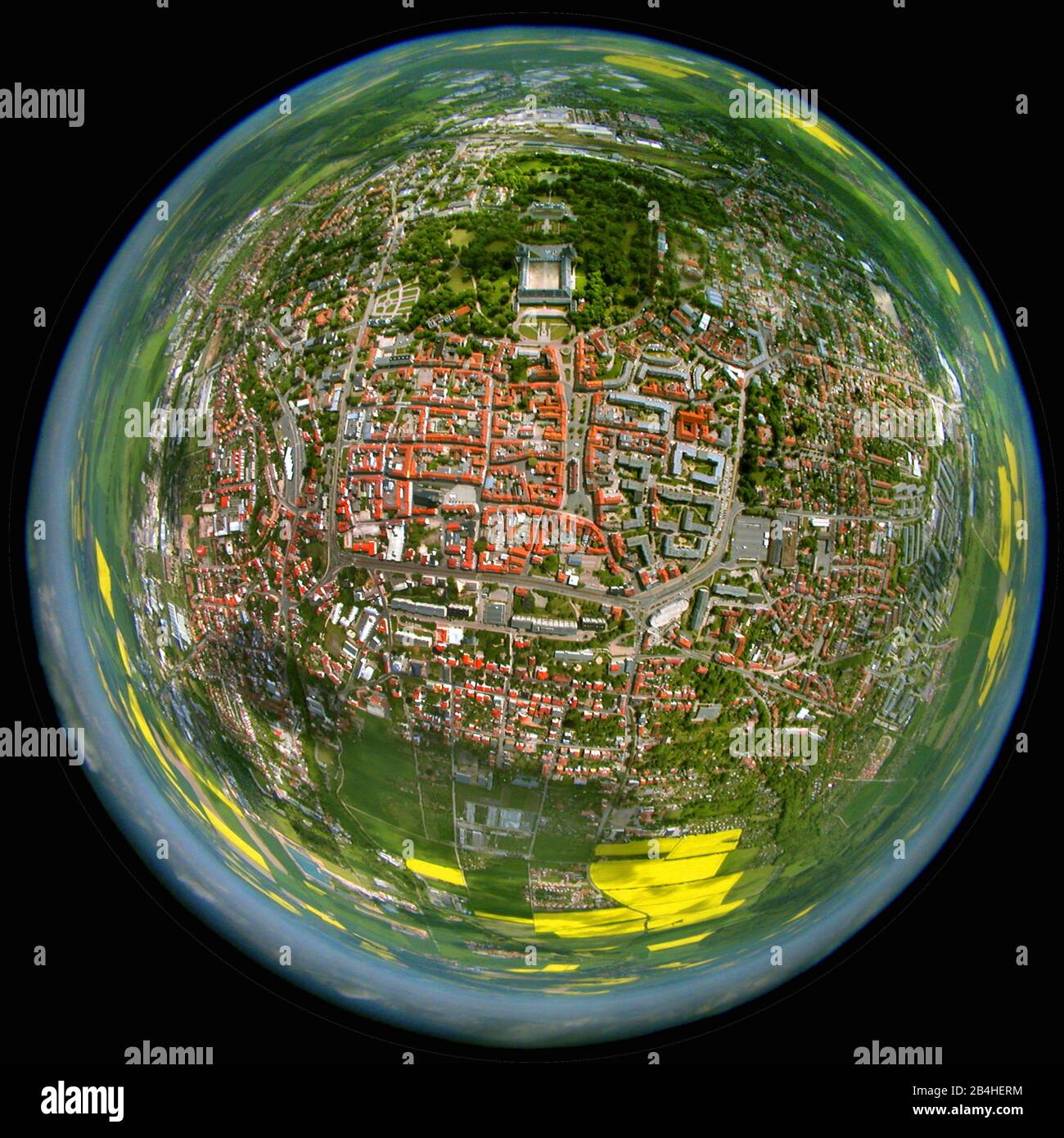 , centro città di Gotha e palazzo Friedenstein, veduta aerea, 27.05.2008, Germania, Thueringen, Gotha Foto Stock