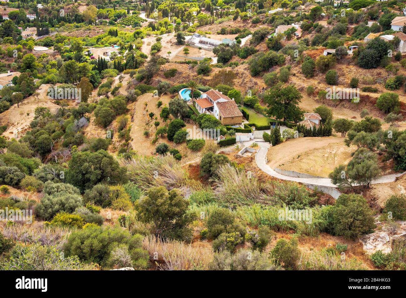Casa vacanze con piscina a Mijas sul pendio di una montagna, Spagna, Andalusia Foto Stock