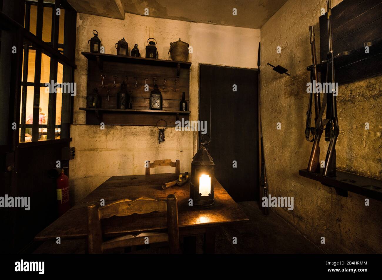 Revolutionsgefängnis mit einer Wachstube in der Conciergerie, Parigi, Frankreich, Europa Foto Stock
