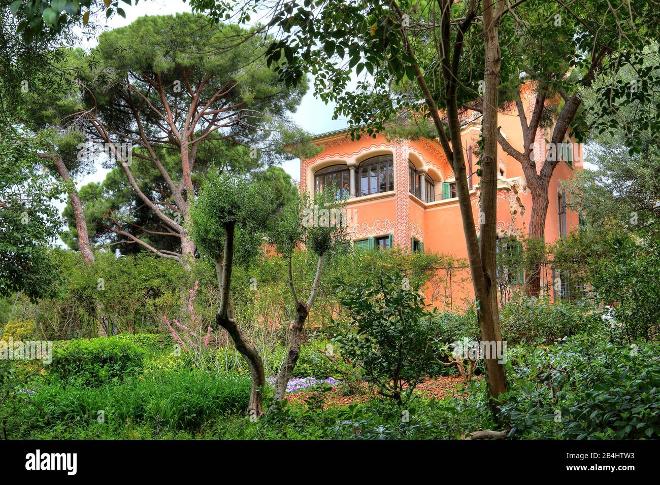 Casa di Antoni Gaudi nel Parc Güell di Barcellona, Catalogna, Spagna Foto Stock