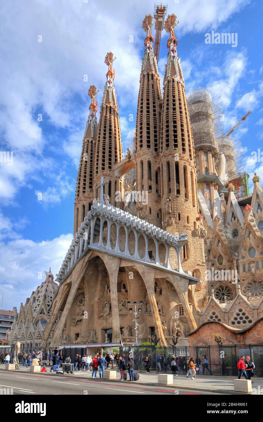 Cattedrale della Sagrada Familia di Antoni Gaudi a Barcellona, Catalogna, Spagna Foto Stock