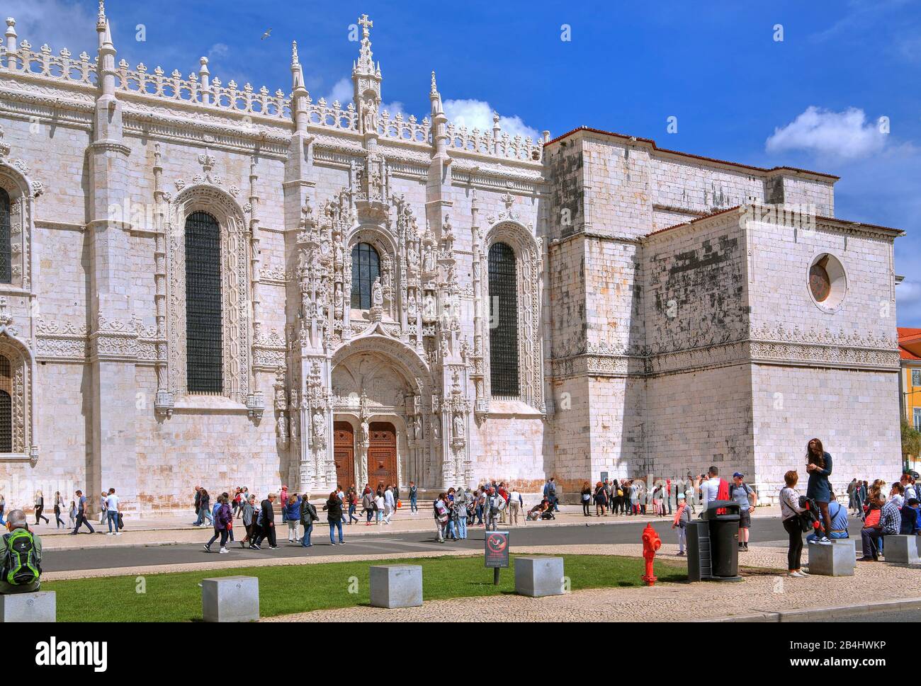 Portale della chiesa del monastero di Jeronimos, Lisbona, Portogallo Foto Stock
