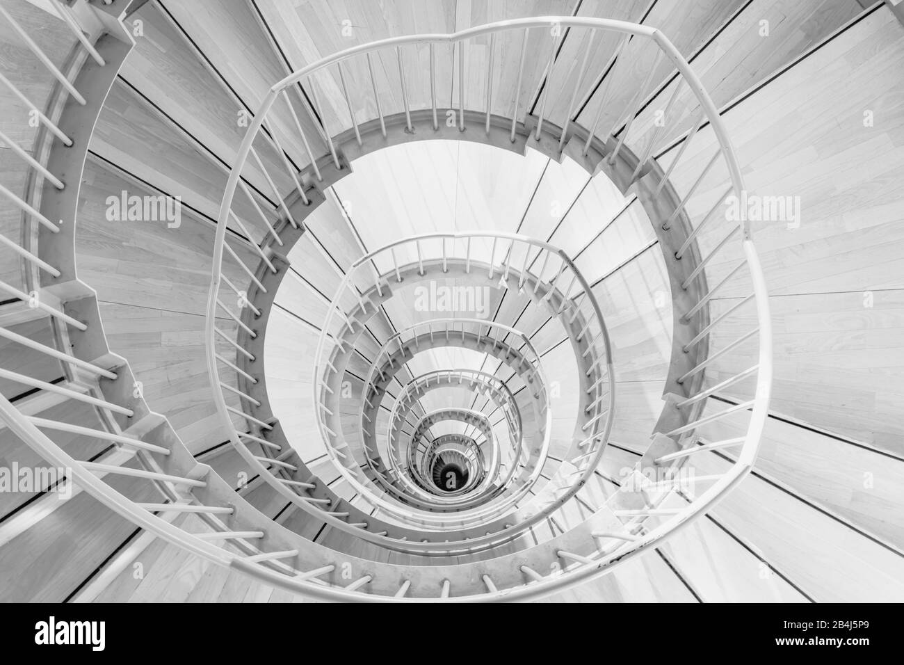 Architettura, Scale, Nero, Bianco, Spirale Foto Stock