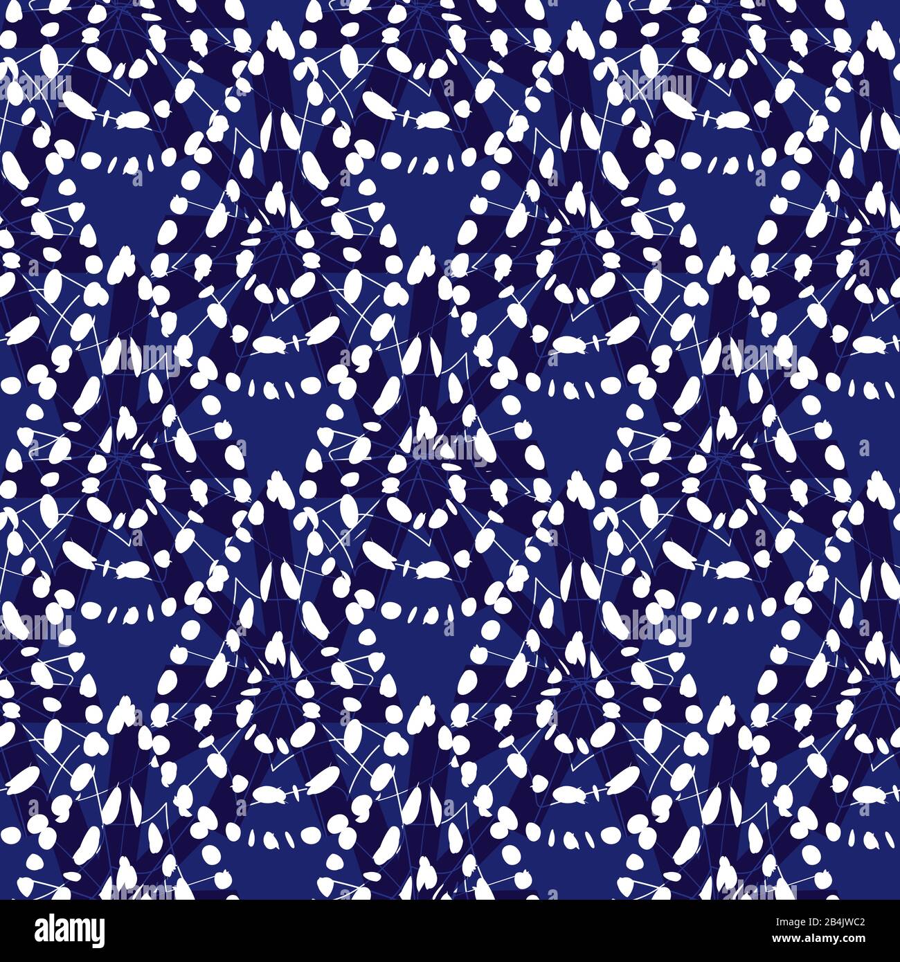Il design compatto compatto nero shibori blu vettoriale lascia senza cuciture. Adatto per tessuti, gift wrap e carta da parati. Illustrazione Vettoriale