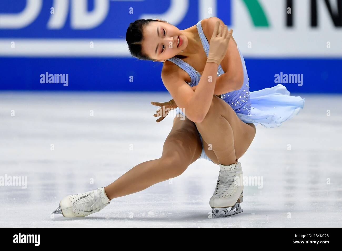 Tallinn, Estonia. 6th Mar, 2020. Zhu Yi della Cina si esibisce durante il breve programma delle Signore ai Campionati di pattinaggio ISU World Junior Figure a Tallinn, Estonia, 6 marzo 2020. Credito: Sergei Stepanov/Xinhua/Alamy Live News Foto Stock