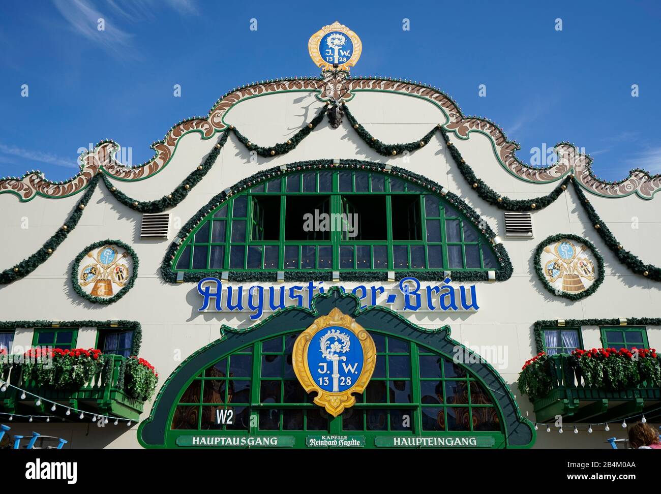 Germania, Baviera, Monaco, Oktoberfest, marchese, Augustinerbräu, ingresso, facciata Foto Stock