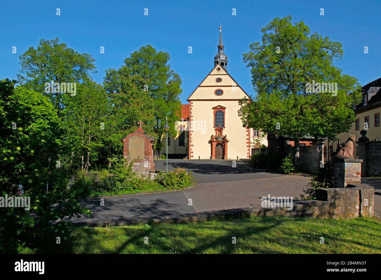 Germania, Baviera, Bassa Franconia, Hammelburg, chiesa barocca del monastero francescano città vecchia fuori di Hammelburg Foto Stock