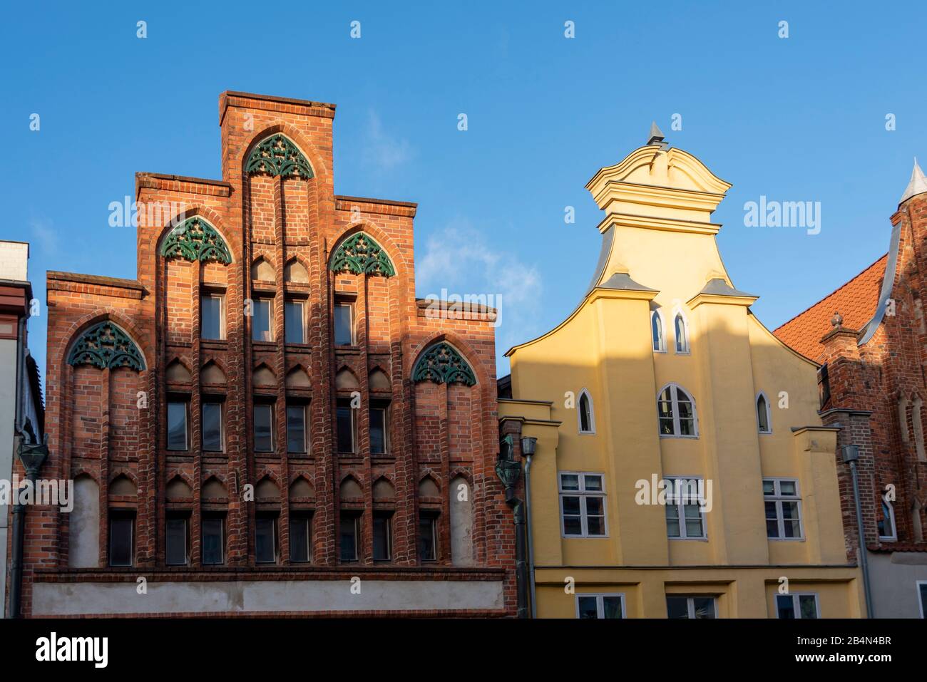Deutschland, Mecklenburg-Vorpommern, Stralsund, Historisches Giebelhaus, Hansestadt Stralsund, Ostsee Foto Stock